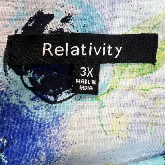 Relativity Shirt Top Womens 3X Blue Button Up Lightweight Collared Long Sleeve - Picture 10 of 14
